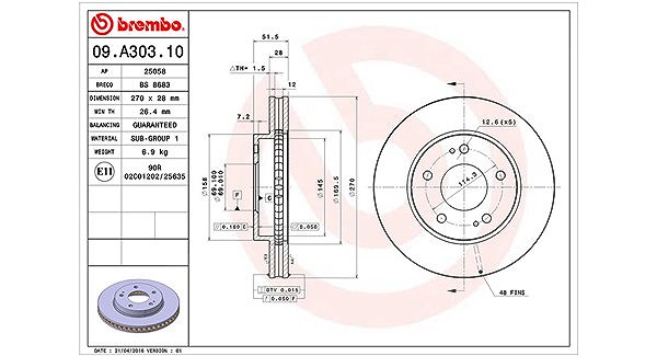 Magneti Marelli Bremsscheibe [Hersteller-Nr. 360406121900] für Mitsubishi