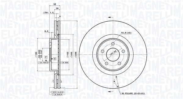 Magneti Marelli Bremsscheibe [Hersteller-Nr. 360406125201] für Ford