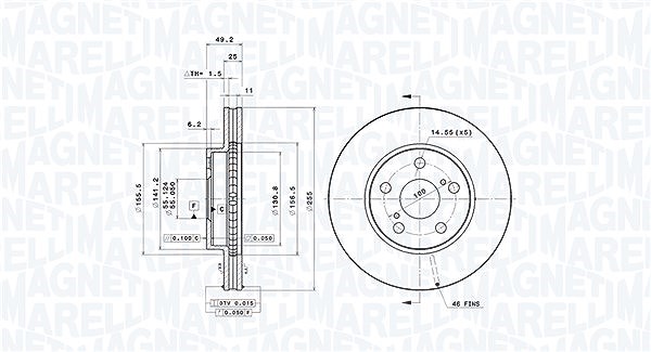 Magneti Marelli Bremsscheibe [Hersteller-Nr. 360406115501]
