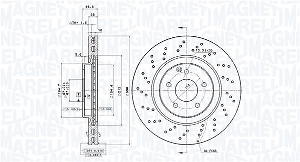 Magneti Marelli Bremsscheibe [Hersteller-Nr. 360406113001] für Mercedes-Benz
