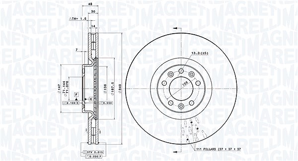 Magneti Marelli Bremsscheibe [Hersteller-Nr. 360406109901] für Citroën, Peugeot