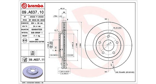 Magneti Marelli Bremsscheibe [Hersteller-Nr. 360406109800] für Jeep, Dodge, Chrysler