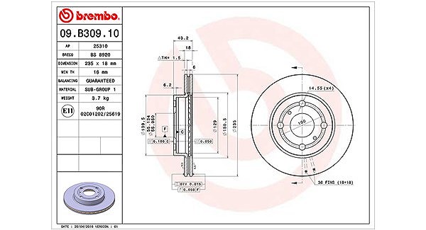 Magneti Marelli Bremsscheibe [Hersteller-Nr. 360406109700] für Toyota