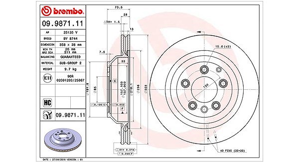 Magneti Marelli Bremsscheibe [Hersteller-Nr. 360406112401] für Audi, Porsche, VW