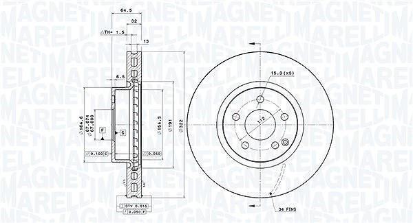 Magneti Marelli Bremsscheibe [Hersteller-Nr. 360406109401] für Mercedes-Benz