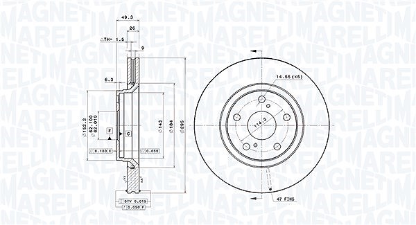 Magneti Marelli Bremsscheibe [Hersteller-Nr. 360406109001] für Toyota