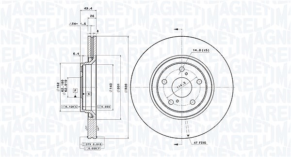 Magneti Marelli Bremsscheibe [Hersteller-Nr. 360406111701] für Toyota