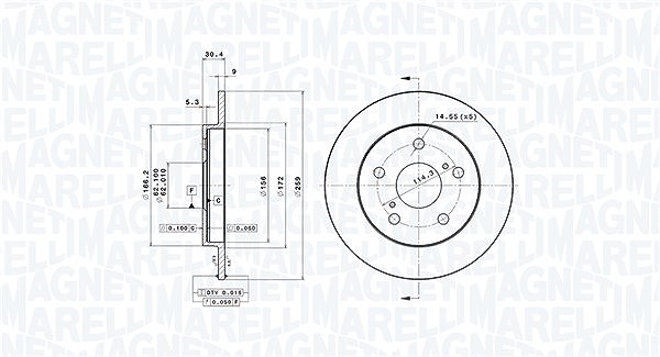Magneti Marelli Bremsscheibe [Hersteller-Nr. 360406117301] für Toyota