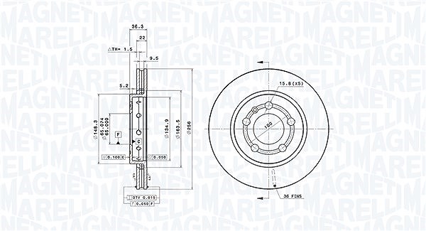 Magneti Marelli Bremsscheibe [Hersteller-Nr. 360406111401] für Skoda, Audi, Seat, VW