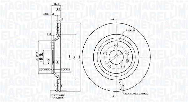 Magneti Marelli Bremsscheibe [Hersteller-Nr. 360406116701] für Audi