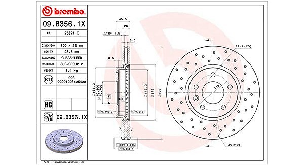 Magneti Marelli Bremsscheibe [Hersteller-Nr. 360406108702] für Opel, Chevrolet, Vauxhall