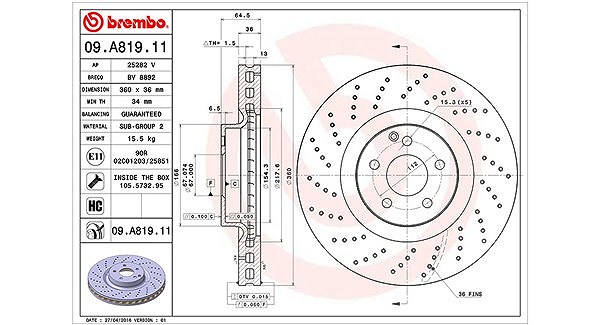 Magneti Marelli Bremsscheibe [Hersteller-Nr. 360406116601] für Mercedes-Benz