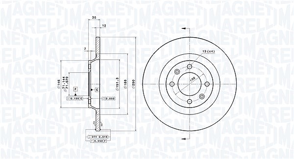 Magneti Marelli Bremsscheibe [Hersteller-Nr. 360406116201] für Ds, Peugeot, Citroën
