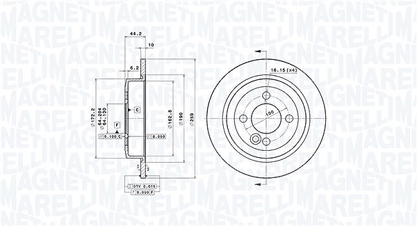 Magneti Marelli Bremsscheibe [Hersteller-Nr. 360406110901] für Mini
