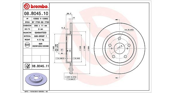 Magneti Marelli Bremsscheibe Hinterachse Voll [Hersteller-Nr. 360406113700] für Toyota
