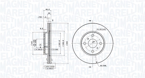 Magneti Marelli Bremsscheibe [Hersteller-Nr. 360406110801] für Toyota