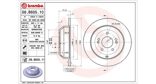 Magneti Marelli Bremsscheibe [Hersteller-Nr. 360406115700] für Hyundai, Kia