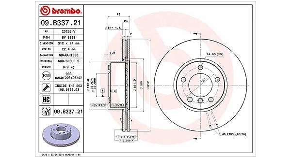 Magneti Marelli Bremsscheibe [Hersteller-Nr. 360406110501] für BMW