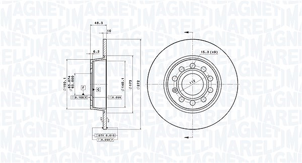 Magneti Marelli Bremsscheibe [Hersteller-Nr. 360406107801] für Skoda, Seat, Audi, VW