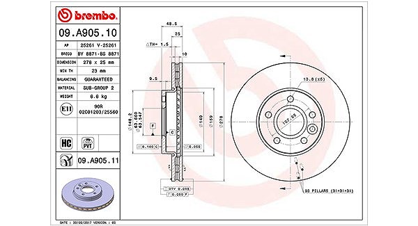 Magneti Marelli Bremsscheibe Vorderachse Belüftet [Hersteller-Nr. 360406107100] für Ford, Volvo