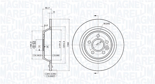 Magneti Marelli Bremsscheibe Hinterachse Voll [Hersteller-Nr. 360406107001] für Land Rover, Ford