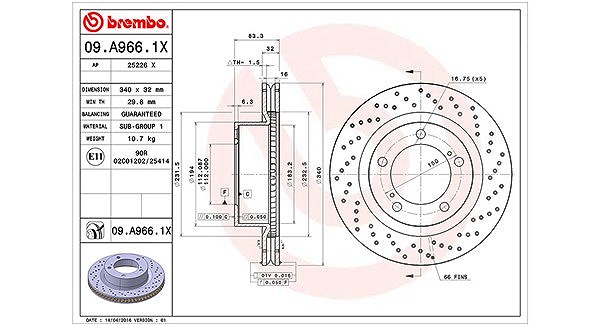Magneti Marelli Bremsscheibe [Hersteller-Nr. 360406098302] für Toyota, Lexus