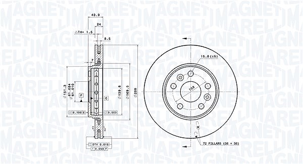 Magneti Marelli Bremsscheibe [Hersteller-Nr. 360406106901] für Renault, Mercedes-Benz