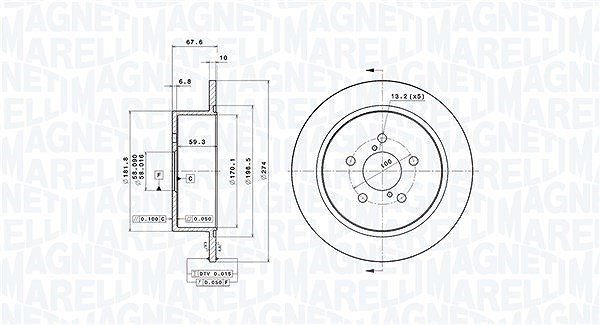 Magneti Marelli Bremsscheibe [Hersteller-Nr. 360406097901] für Subaru