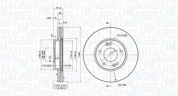 Magneti Marelli Bremsscheibe [Hersteller-Nr. 360406096501] für Kia