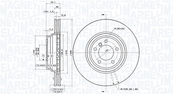 Magneti Marelli Bremsscheibe [Hersteller-Nr. 360406096201] für BMW