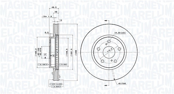 Magneti Marelli Bremsscheibe [Hersteller-Nr. 360406089501] für Lexus