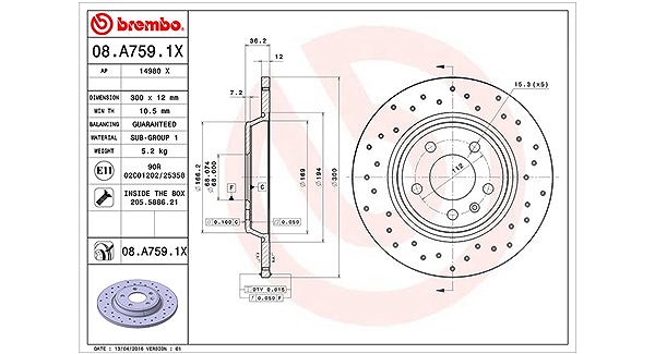 Magneti Marelli Bremsscheibe [Hersteller-Nr. 360406095002] für Audi