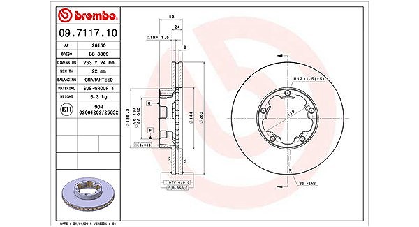 Magneti Marelli Bremsscheibe [Hersteller-Nr. 360406105800] für Nissan