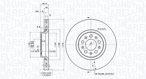 Magneti Marelli Bremsscheibe [Hersteller-Nr. 360406089401] für Volvo