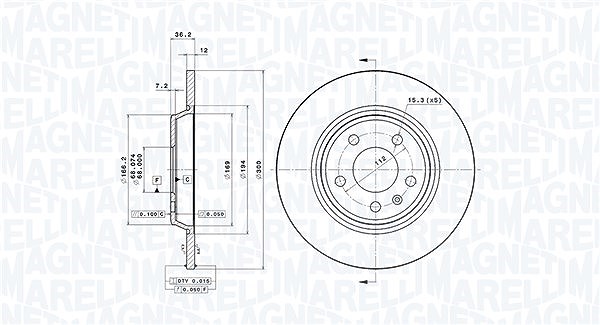 Magneti Marelli Bremsscheibe [Hersteller-Nr. 360406095001] für Audi