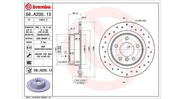 Magneti Marelli Bremsscheibe [Hersteller-Nr. 360406089302] für BMW