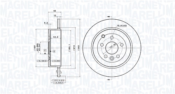 Magneti Marelli Bremsscheibe [Hersteller-Nr. 360406088501] für Land Rover