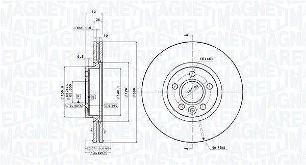 Magneti Marelli Bremsscheibe [Hersteller-Nr. 360406087601] für Ford, Volvo, Land Rover