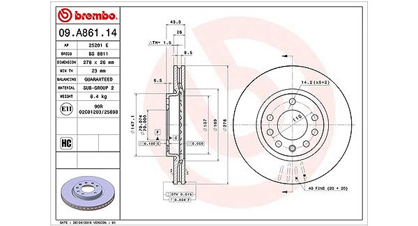 Magneti Marelli Bremsscheibe [Hersteller-Nr. 360406103200] für Opel, Vauxhall