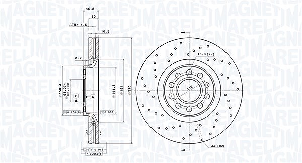 Magneti Marelli Bremsscheibe [Hersteller-Nr. 360406101901] für Audi