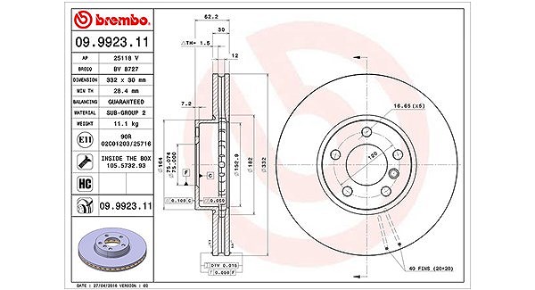 Magneti Marelli Bremsscheibe [Hersteller-Nr. 360406100301] für BMW