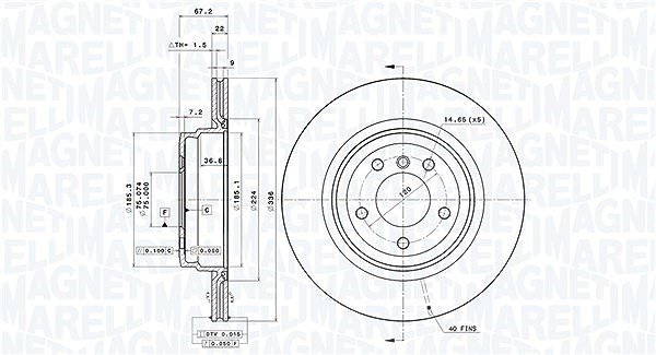 Magneti Marelli Bremsscheibe [Hersteller-Nr. 360406093901] für BMW