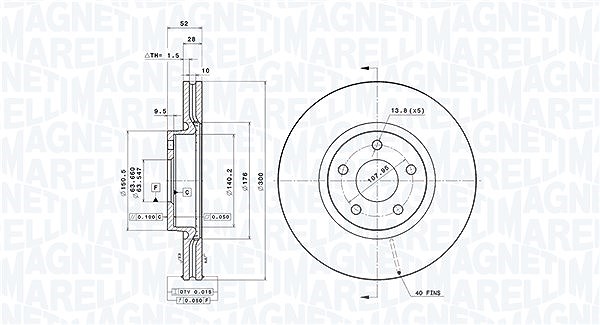 Magneti Marelli Bremsscheibe [Hersteller-Nr. 360406099301] für Ford