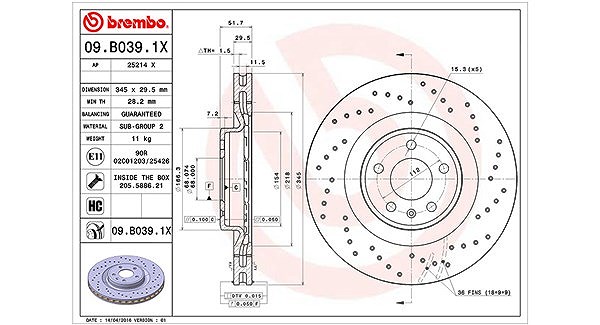 Magneti Marelli Bremsscheibe [Hersteller-Nr. 360406081602] für Audi