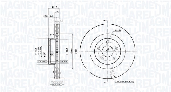 Magneti Marelli Bremsscheibe [Hersteller-Nr. 360406099201] für Toyota, Subaru