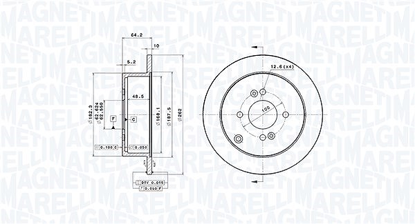 Magneti Marelli Bremsscheibe [Hersteller-Nr. 360406092500] für Hyundai, Kia