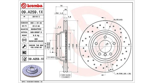 Magneti Marelli Bremsscheibe [Hersteller-Nr. 360406092302] für BMW