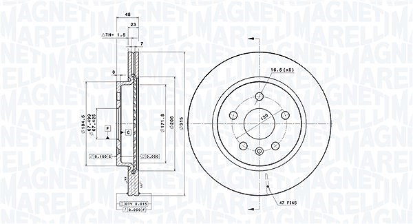 Magneti Marelli Bremsscheibe [Hersteller-Nr. 360406080901] für Opel, Vauxhall, Saab, Chevrolet