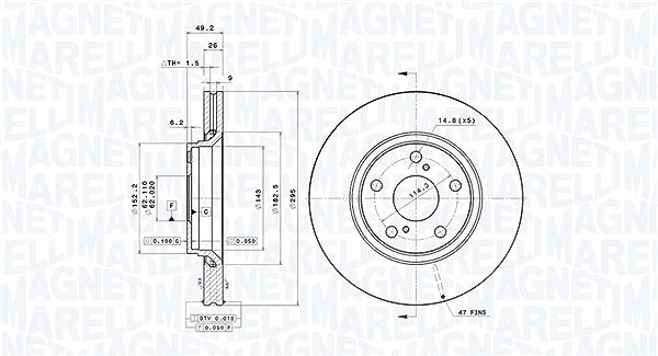 Magneti Marelli Bremsscheibe [Hersteller-Nr. 360406080501] für Toyota