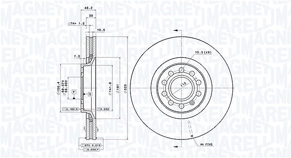 Magneti Marelli Bremsscheibe [Hersteller-Nr. 360406075201] für Seat, Audi